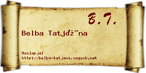 Belba Tatjána névjegykártya